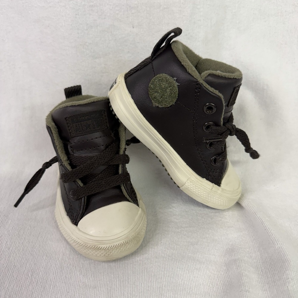 Converse Chuck Taylor All Star Blk Wht Grn Sz 4 Baby Infant Toddler Boot Shoes